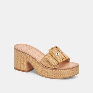Dolce Vita Tan Woven Platform Slide Sandals